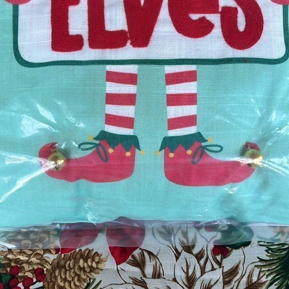 Brand New Christmas Throw Pillow “This Home is Run By Elves” 16” x 16” Square